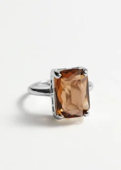 Discount & Other Stories Bague à Cristal Facetté Argenté