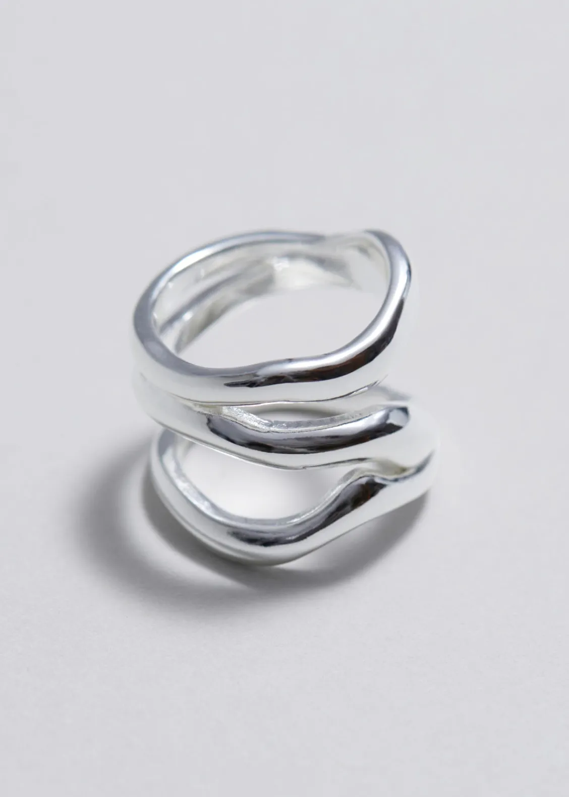 Fashion & Other Stories Bague à Trois Anneaux Argenté