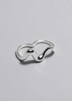 Discount & Other Stories Bague Deux Doigts Sculptée Argenté