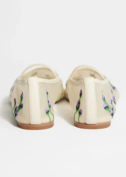 Best Sale & Other Stories Ballerines Brodées De Fleurs Blanc poussiéreux