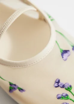 Best Sale & Other Stories Ballerines Brodées De Fleurs Blanc poussiéreux
