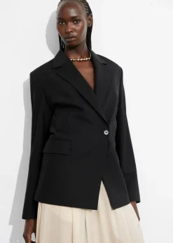 Clearance & Other Stories Blazer à Boutonnage Simple En Laine Noir