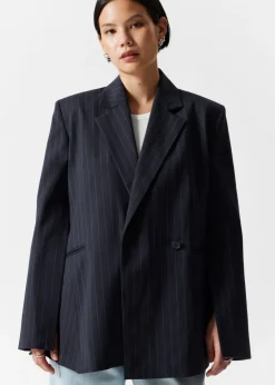 Flash Sale & Other Stories Blazer Asymétrique Habillé Rayures bleu marine