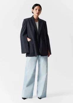 Flash Sale & Other Stories Blazer Asymétrique Habillé Rayures bleu marine