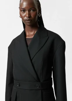 Cheap & Other Stories Blazer Ceinturé En Laine Mélangée Noir
