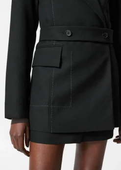 Cheap & Other Stories Blazer Ceinturé En Laine Mélangée Noir