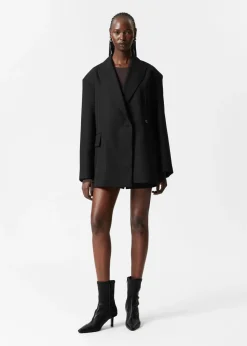 Cheap & Other Stories Blazer Ceinturé En Laine Mélangée Noir
