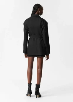 Cheap & Other Stories Blazer Ceinturé En Laine Mélangée Noir
