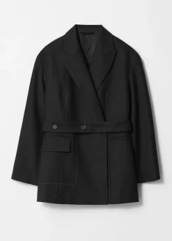 Cheap & Other Stories Blazer Ceinturé En Laine Mélangée Noir