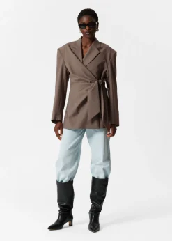 Online & Other Stories Blazer Croisé En Laine Mélangé Taupe