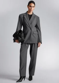 New & Other Stories Blazer Habillé à Larges épaules Gris
