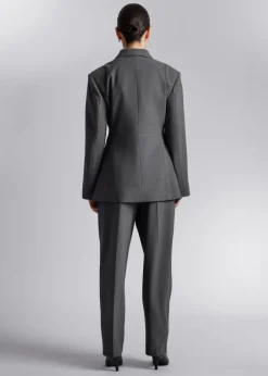 New & Other Stories Blazer Habillé à Larges épaules Gris