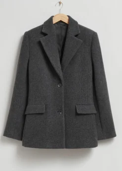 Cheap & Other Stories Blazer Oversize En Laine Gris chiné