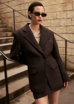 Hot & Other Stories Blazer Structuré En Tweed Tweed brun