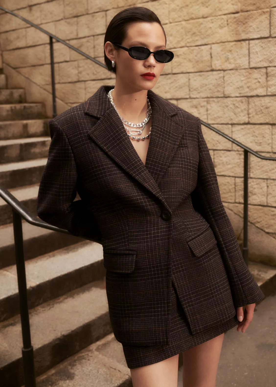 Hot & Other Stories Blazer Structuré En Tweed Tweed brun