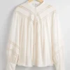 Flash Sale & Other Stories Blouse à Bordure En Dentelle Blanc