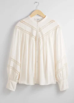 Flash Sale & Other Stories Blouse à Bordure En Dentelle Blanc