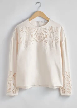 Hot & Other Stories Blouse à Broderie Anglaise Blanc