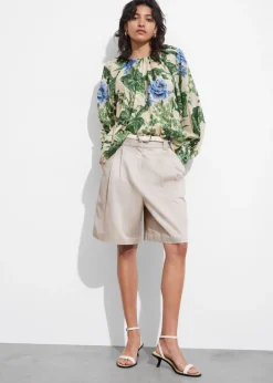 Outlet & Other Stories Blouse à Manches Amples Motifs fleuris verts et bleus