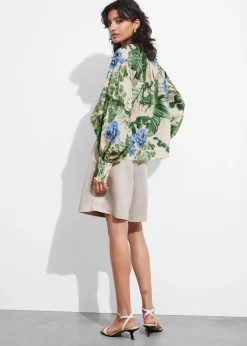 Outlet & Other Stories Blouse à Manches Amples Motifs fleuris verts et bleus