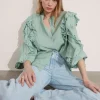 Sale & Other Stories Blouse à Volants Festonnés Menthe