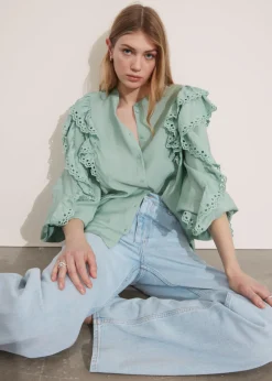 Sale & Other Stories Blouse à Volants Festonnés Menthe