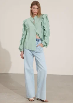 Sale & Other Stories Blouse à Volants Festonnés Menthe