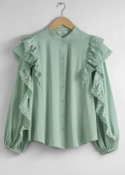 Sale & Other Stories Blouse à Volants Festonnés Menthe