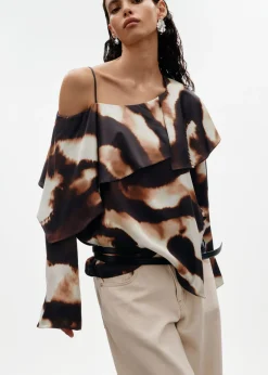 Store & Other Stories Blouse Asymétrique En Satin Marron