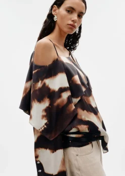 Store & Other Stories Blouse Asymétrique En Satin Marron