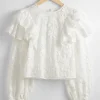 Store & Other Stories Blouse Brodée à Volants Blanc