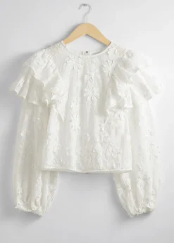 Store & Other Stories Blouse Brodée à Volants Blanc