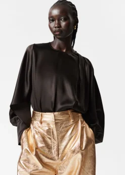 Clearance & Other Stories Blouse En Satin Marron foncé