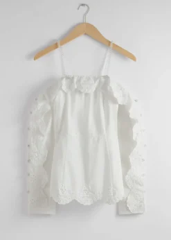 Best Sale & Other Stories Blouse Festonnée à épaules Dénudées White