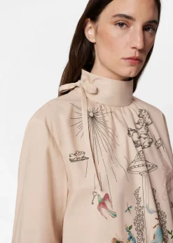 Sale & Other Stories Blouse Imprimée à Nœud Beige