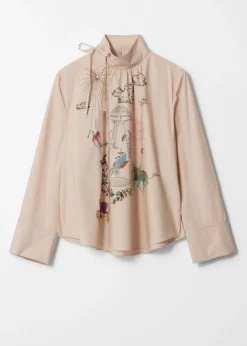 Sale & Other Stories Blouse Imprimée à Nœud Beige