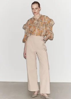 New & Other Stories Blouse Oversize à Volants Orange/vert/rose