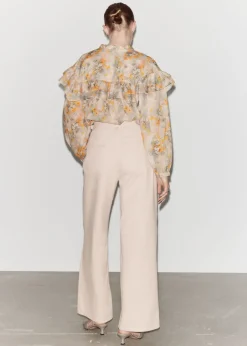 New & Other Stories Blouse Oversize à Volants Orange/vert/rose