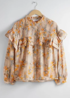 New & Other Stories Blouse Oversize à Volants Orange/vert/rose