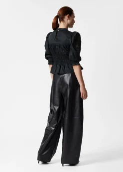 Fashion & Other Stories Blouse Péplum à Manches Volumineuses Noir