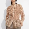 Cheap & Other Stories Blouse Transparente à Basque Imprimé terracotta