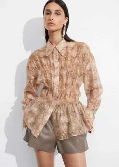 Cheap & Other Stories Blouse Transparente à Basque Imprimé terracotta