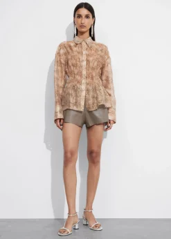 Cheap & Other Stories Blouse Transparente à Basque Imprimé terracotta