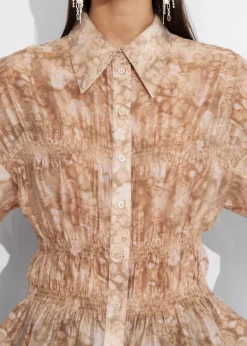 Cheap & Other Stories Blouse Transparente à Basque Imprimé terracotta