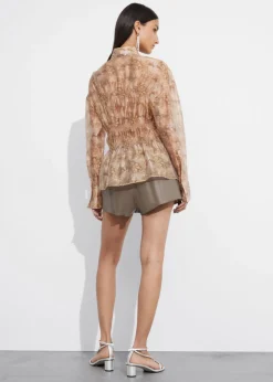Cheap & Other Stories Blouse Transparente à Basque Imprimé terracotta