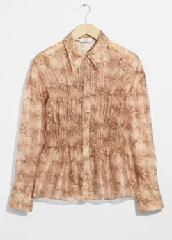 Cheap & Other Stories Blouse Transparente à Basque Imprimé terracotta