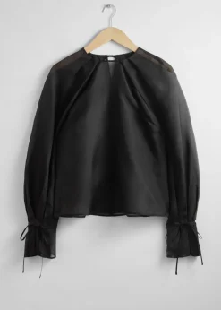 Clearance & Other Stories Blouse Transparente En Soie Et Organza Noir