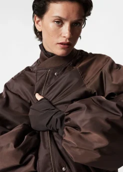 Shop & Other Stories Bomber à Manches Volumineuses Marron foncé