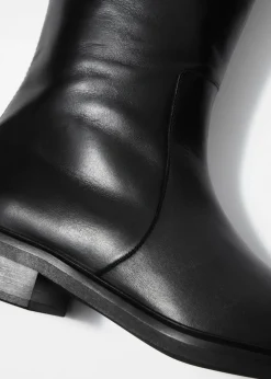 New & Other Stories Bottes De Style équitation En Cuir Noir