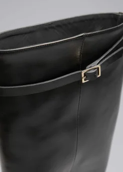 Fashion & Other Stories Bottes Hauteur Genou En Cuir Avec Boucle Noir